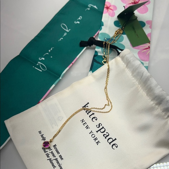 Kate Spade Gold Chain with Pink Gem - Picture 6 of 7